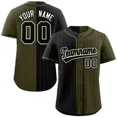 Black Olive Two Tone Striped Authentic Baseball Jersey 1
