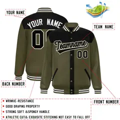 Black Olive Varsity Baseball Color Block Bomber Jacket 2