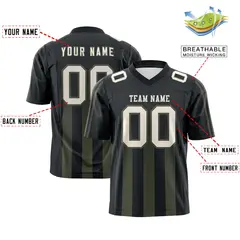 Black Olive Vertical Fine Stripe Gradient Football Jersey 2