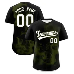 Black Olive White Skeleton Graffiti Baseball Jersey