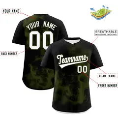 Black Olive White Skeleton Graffiti Baseball Jersey 2