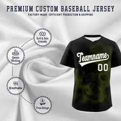 Black Olive White Skeleton Graffiti Baseball Jersey 4