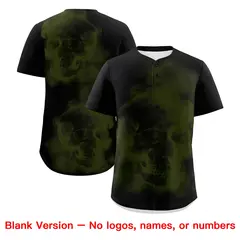 Black Olive White Skeleton Graffiti Baseball Jersey 8