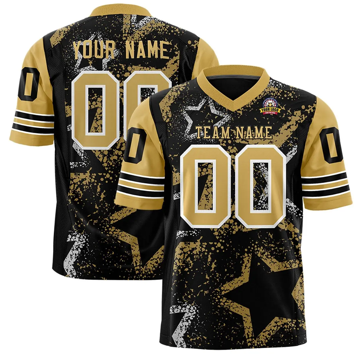 Black Olive-White Star Pattern Authentic Football Jersey