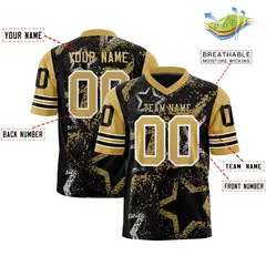 Black Olive-White Star Pattern Authentic Football Jersey 2