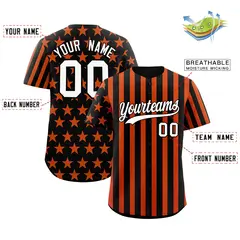 Black Orange American Flag Graffiti Baseball Jersey 2