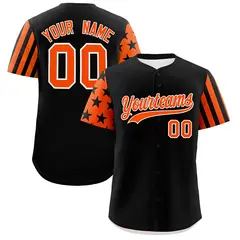 Black Orange American Flag Raglan Baseball Jersey 1