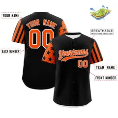 Black Orange American Flag Raglan Baseball Jersey 2