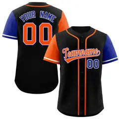 Black Orange and Royal Raglan Sleeves Baseball Jersey
