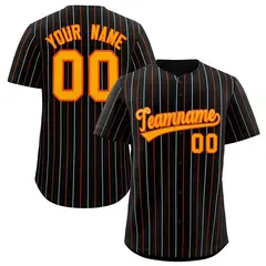 Black Orange and White Bi-Color Stripes Baseball Jersey 1