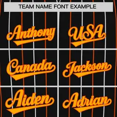 Black Orange and White Bi-Color Stripes Baseball Jersey 3