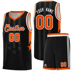 Black Orange and White Gradient Star Graffiti Basketball Jersey