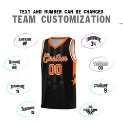 Black Orange and White Gradient Star Graffiti Basketball Jersey 4
