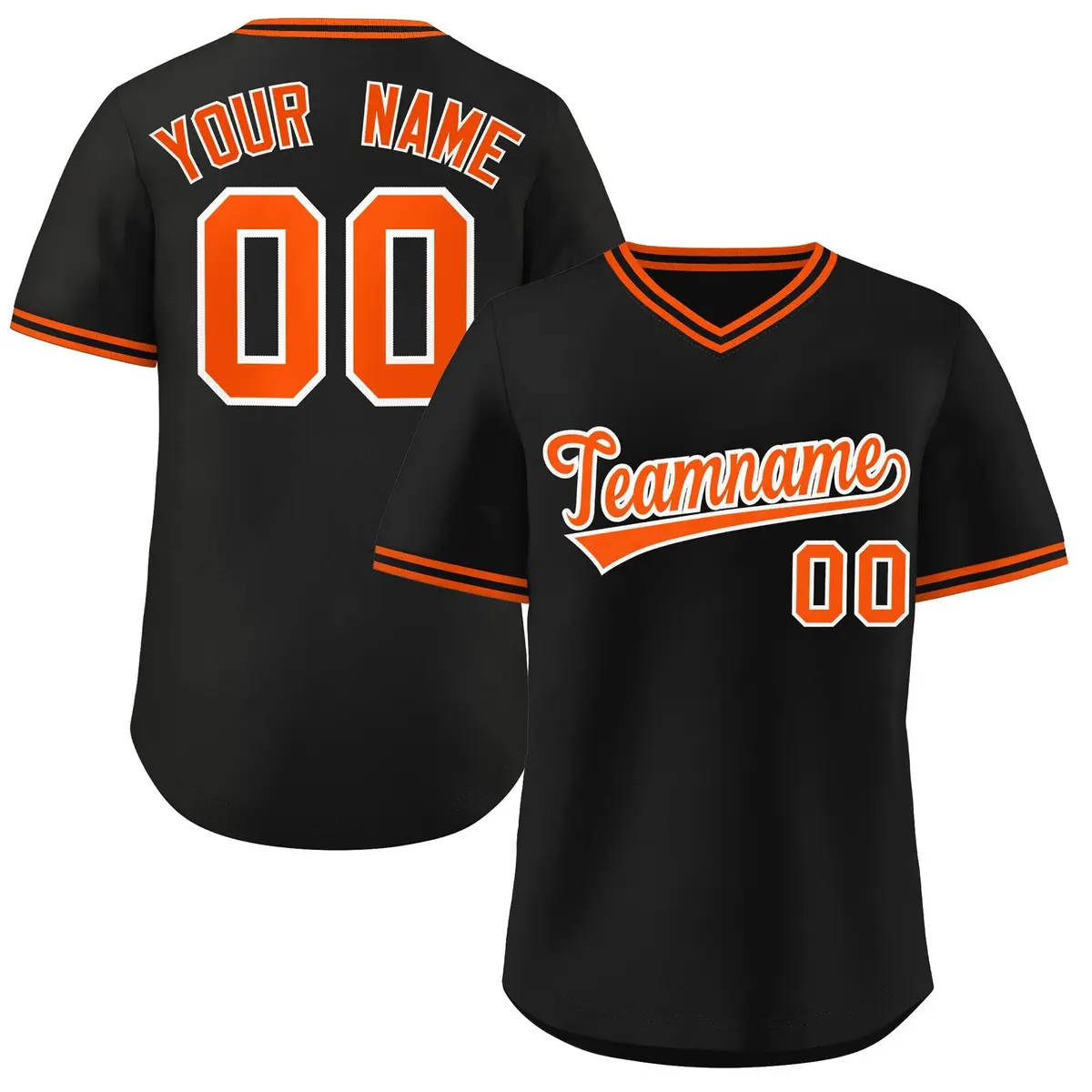 Black Orange Authentic Pullover Baseball Jersey