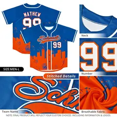 Black Orange Baltimore City Nightscape Baseball Jersey 4