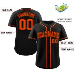 Black Orange-Black Bull Classic Authentic Baseball Jersey 2