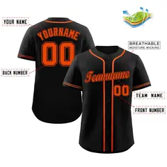 Black Orange-Black Classic Authentic Baseball Jersey 2