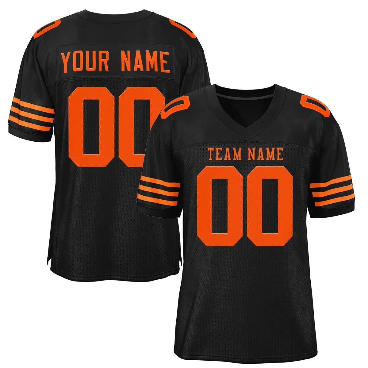 Black Orange-Black Classic Style Mesh Football Jersey