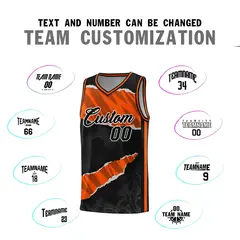 Black Orange-Black Tear Graffiti Pattern Basketball Jersey 4