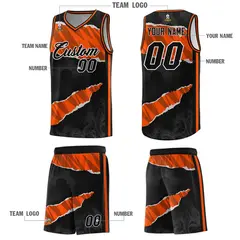 Black Orange-Black Tear Graffiti Pattern Basketball Jersey 5
