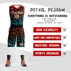 Black Orange-Blue Spotted Graffiti Basketball Jersey 2
