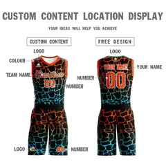 Black Orange-Blue Spotted Graffiti Basketball Jersey 3