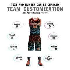 Black Orange-Blue Spotted Graffiti Basketball Jersey 4
