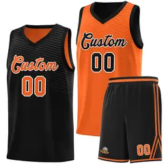 Black Orange Chest Slash Double Side Basketball Jersey
