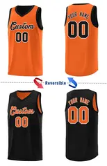 Black Orange Chest Slash Double Side Basketball Jersey 3