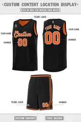 Black Orange Chest Slash Pattern Basketball Jersey 2