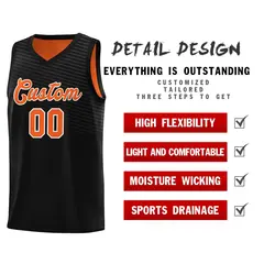 Black Orange Chest Slash Pattern Basketball Jersey 4