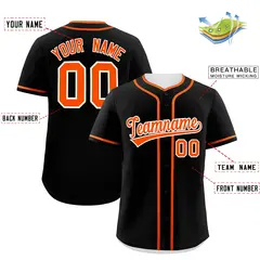 Black Orange Classic Authentic Baseball Jersey 2