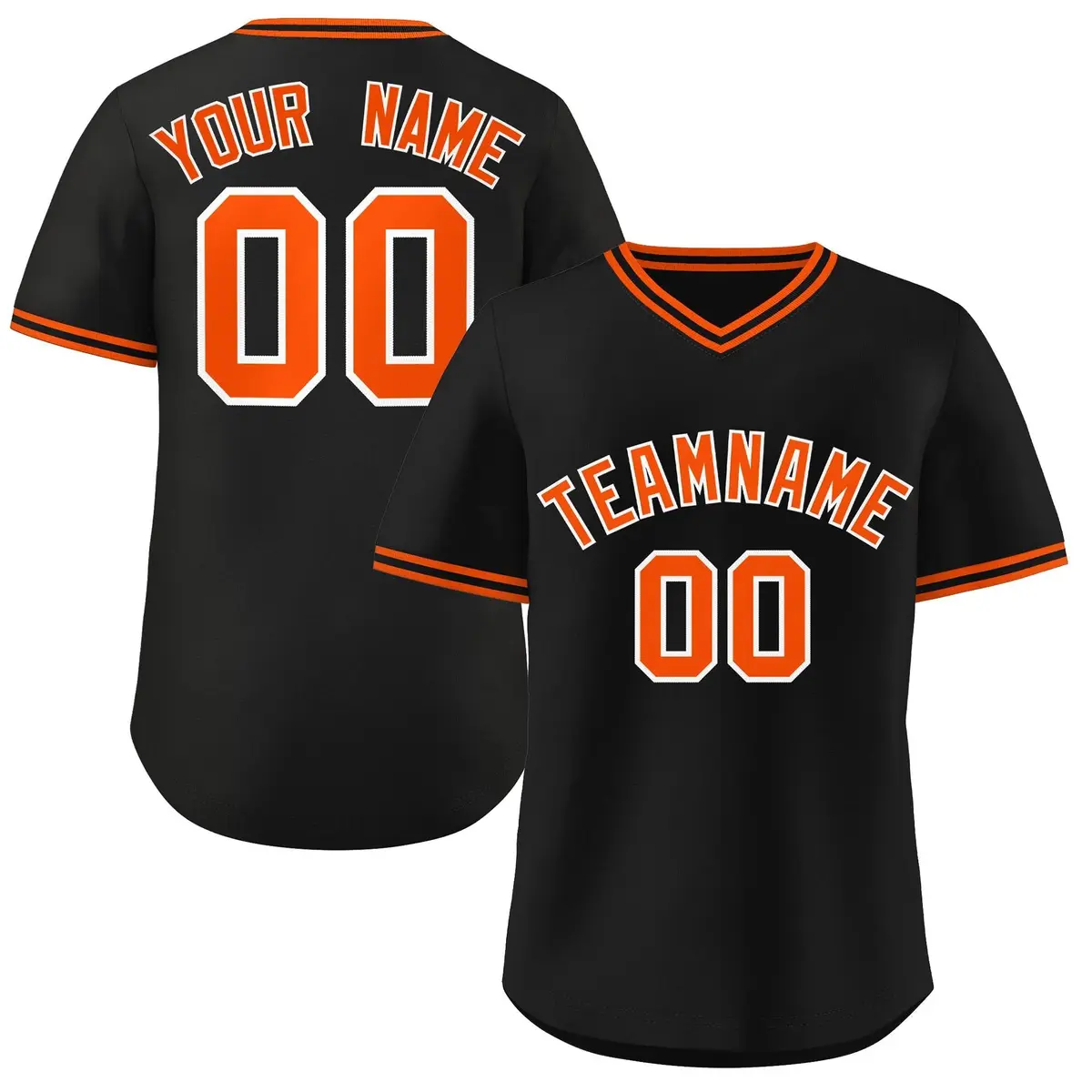 Black Orange Classic Authentic Pullover Baseball Jersey