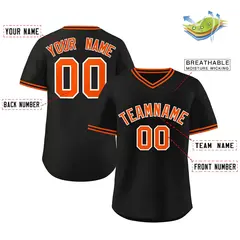 Black Orange Classic Authentic Pullover Baseball Jersey 2