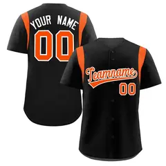 Black Orange Classic Full Button Baseball Jersey