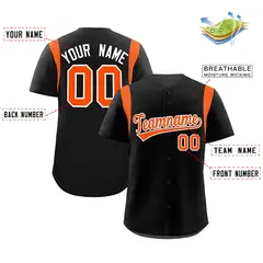Black Orange Classic Full Button Baseball Jersey 2