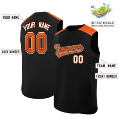 Black Orange Classic Sleeveless Baseball Jersey 2