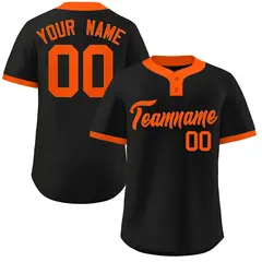 Black Orange Classic Style Two-Button Softball Jersey
