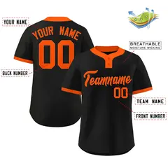 Black Orange Classic Style Two-Button Softball Jersey 2