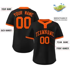 Black Orange Classic Style Two-Button Softball Jersey 2