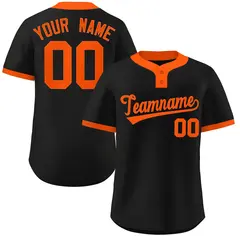 Black Orange Classic Style Two-Button Softball Jersey 1