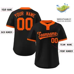 Black Orange Classic Style Two-Button Softball Jersey 2