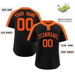Black Orange Classic Style Two-Button Softball Jersey 2