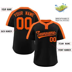 Black Orange Classic Style Two-Button Softball Jersey 2