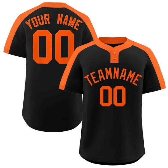 Black Orange Classic Style Two-Button Softball Jersey
