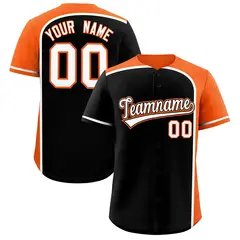 Black Orange Color Block Authentic Baseball Jersey 1