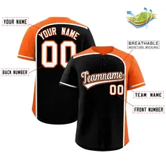 Black Orange Color Block Authentic Baseball Jersey 2