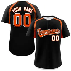Black Orange Color Block Authentic Baseball Jersey 1