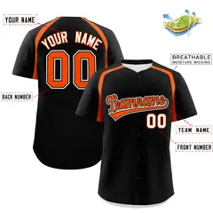 Black Orange Color Block Authentic Baseball Jersey 2