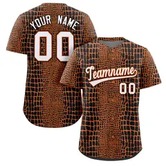 Black-Orange Crocodile Graffiti Pattern Baseball Jersey